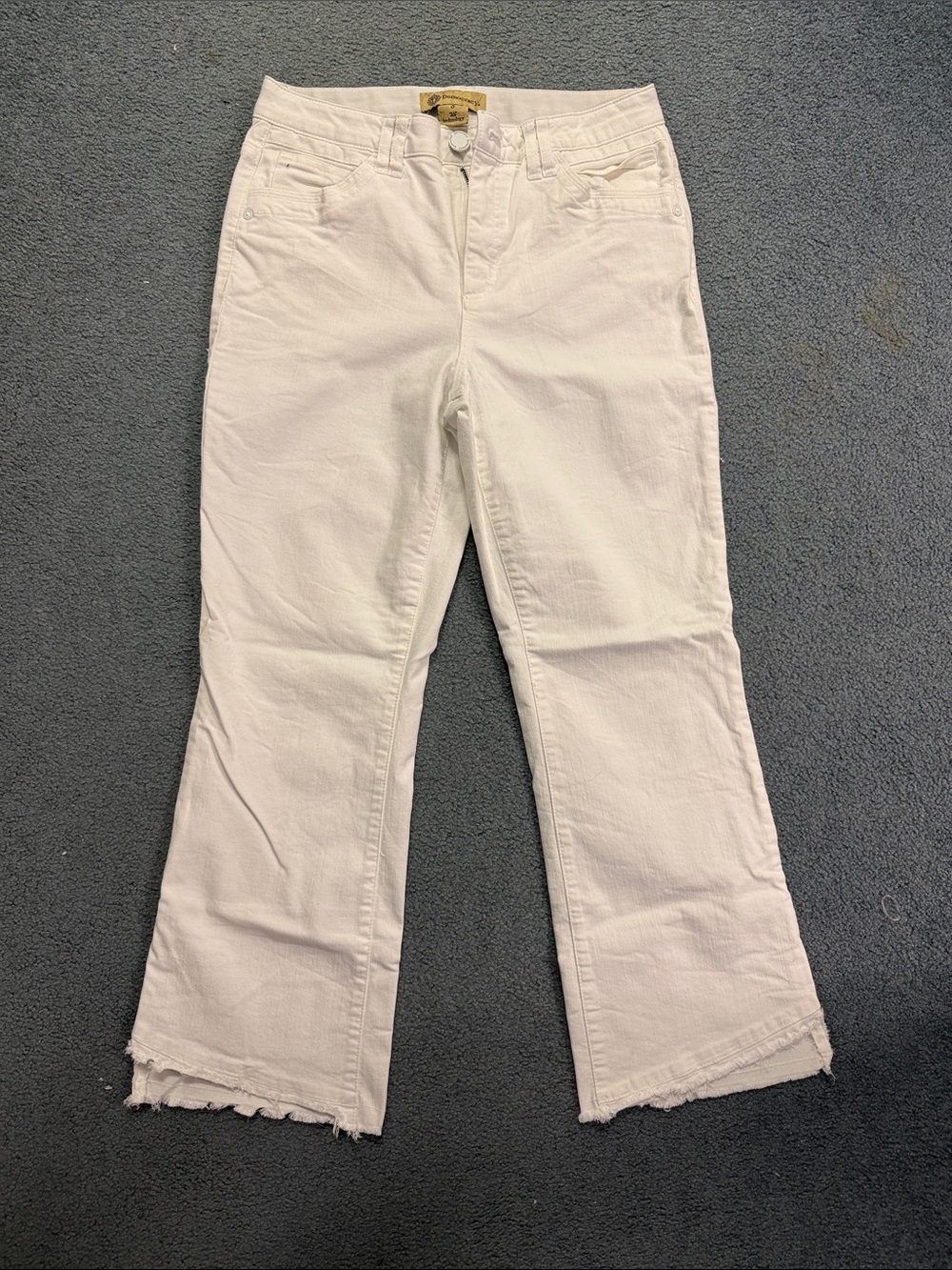 Democracy White Flare Jeans with Raw Hem